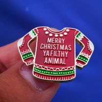 Merry Christmas Ya Filthy Animal Lapel Pin Home Alone Brooch Ugly Christmas Sweater Party Gift Enamel Pin