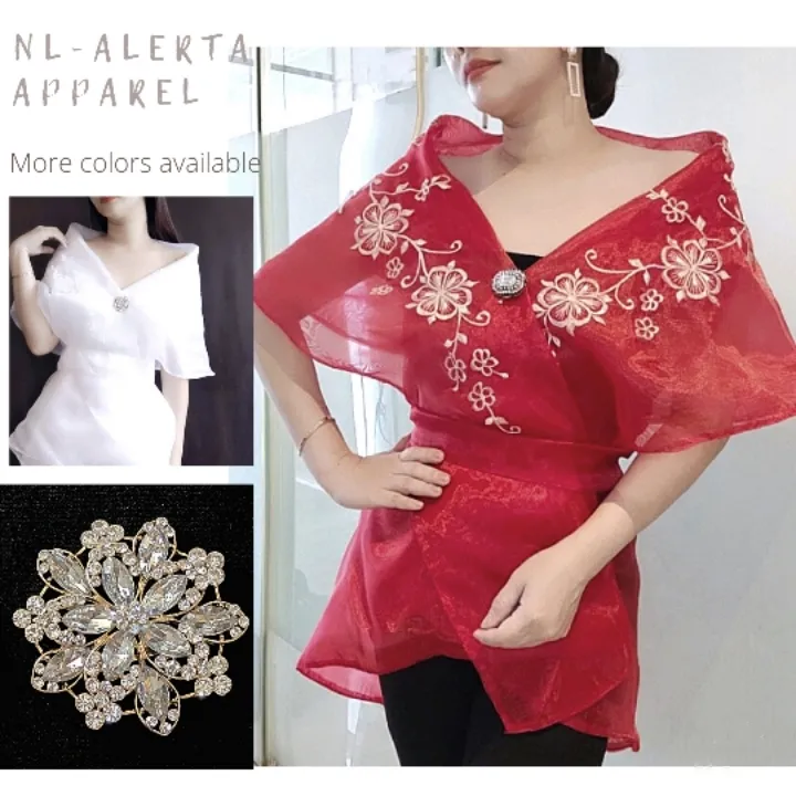 modern filipiniana dress with shawl