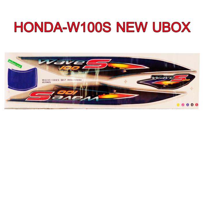 สติ๊กเกอร์ติดรถมอเตอร์ไซด์ สำหรับ HONDA-W100S NEW รุ่น UBOX สีน้ำเงิน บรอนด์