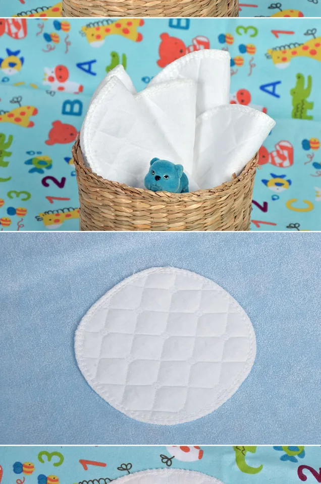 12 Pcs Pairs) 3 Layers Cotton Reusable Breastfeeding Pads Plain Organic  Waterproof Washable Pad Baby Breastfeeding Accessory