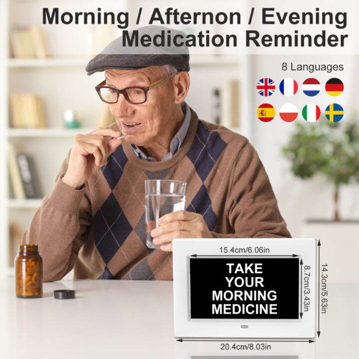 Digital Calendar Alarm Day Clock, 3 Medication Reminder And Large