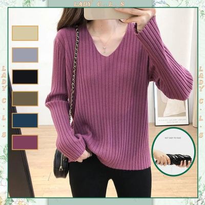 ☃ Loose Knitted Sweater Long Sleeve Plain Knitwear Sweaters Simple Korean Style Woman Casual Plus Size Retro Knit Women Top