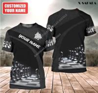 3D print T-shirt for men and women, chess custom name clothing, high quality breathable round neck, casual