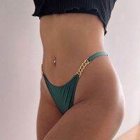 Ice Silk Rhinestones Sexy Panties Women Thongs Chain Diamonds Girls G-string Sports Low Waist Briefs T-back Fitness Lingerie