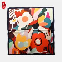 【CC】﹍  little natural silk scarf women printed flower real high quality 50cm square head scarves lady luxury gift