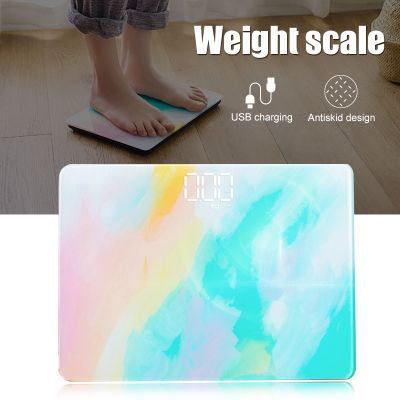 ColorfulBody Floor Scales Glass Smart Electronic Scales USB Charging LED Display Digital Body Weight Scale Body Scale