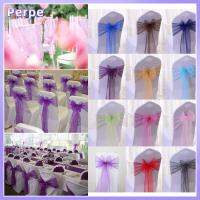 PERPE 1pcs Organza ที่หุ้มเบาะนั่ง ริบบิ้น ตกแต่งหลังเก้าอี้ งานเลี้ยง ผ้าคาดเอวเก้าอี้ อุปกรณ์รับจัดงานแต่งงาน