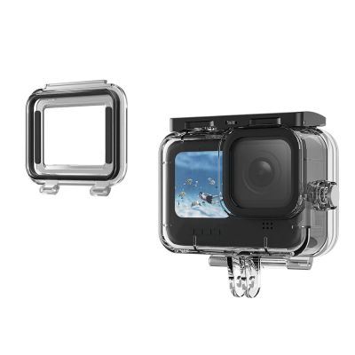 กรอบซองกันน้ำเลนส์กระจกเทมเปอร์ใต้น้ำกันหมอกแบบเต็มฉากสำหรับ Gopro Hero 9 10 11สีดำ