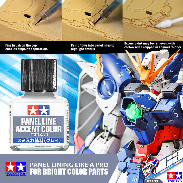 tamiya-87133-panel-line-accent-gray-grey-40ml-น้ำยาตัดเส้น-เดินลาย-vca-gundam