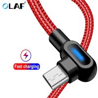 OLAF Micro USB Type C Fast Charging 90 Degree Cable For Samsung S21 S9 Huawei iPhone 13 Xiaomi LED Cable Microusb USB-C Charger