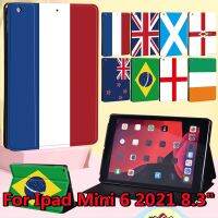 ใหม่สำหรับ IPad Mini 6 8.3นิ้ว2021 A2567A2568A2569 Casing Tablet พลิก Anti Drop เคสหนังฝาครอบ National Flag Series