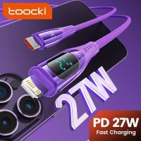 สาย PD USB C Toocki 27W สำหรับ14 13 12 11 Pro Max 8 7 Plus ชาร์จเร็วชนิด C จอแสดงผลดิจิตอลสำหรับ Ipad