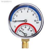 ✓▩┇ Upgrade 10 BAR Lower Entry 120℃ Temperature Pressure Gauge Thermo-manometer G1/4 Thread for Used Floor Heating System