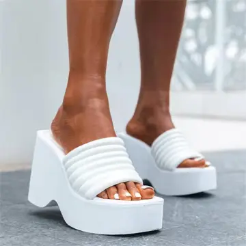 White chunky online mules