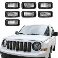 Front Grille Grill Mesh Insert Decoration Trim Cover for -Jeep Patriot 2011-2016 Accessories, ABS 7PCS