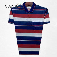 VANAQ เสื้อยืดชาย เสื้อโปโลผู้ชายวัยกลางคนแขนสั้น