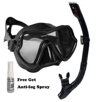 Full Black SET2 Scuba Snorkeling Diving Set Mask And Snorkels Anti-Fog Goggles Glasses Diving Swimming Easy Breath Tube Set Snorkel Mask