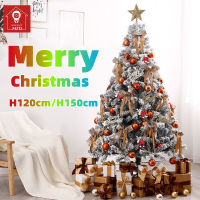 MZD【Merry Christmas 】 Falling Snow Flocking Christmas Tree Home Decoration Package 1.2/1.5/1.8M Encrypted Christmas Day Ornament