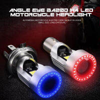 Red &amp; Blue Angel Eye H4 LED Motorcycle Headlight BA20D Scooter Bulb Light Accessories DC Motorbike DRL 12-80V Headlamp Lightings