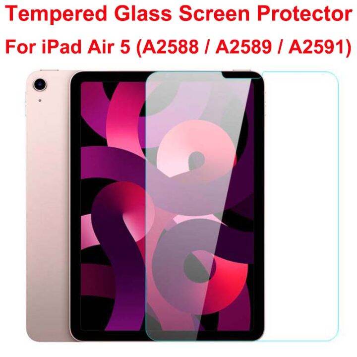 กระจกนิรภัยป้องกันหน้าจอสำหรับ iPad Air 5 2022 iPad Air 5th A2588 A2589 ...