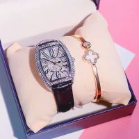 [Free Bracelet] Tianyou same style full of babys breath watch barrel-shaped mens belt womens pair