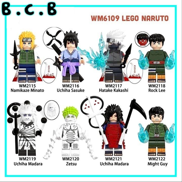 Naruto Minato Uchiha Sasuke Rock Lee Might Guy Madara Zetsu Đồ Chơi Lắp Ráp  Anime Minifigure Lục Đạo WM6109 