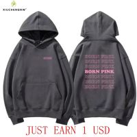 NEW Kpop BORN Pink Tour Vocal Concert Same Hooded Solid Color Long Sleeved Cotton Bp Sweatshirt Y2K Oversize Hip Hop Top Tee