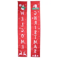 Banners, Front Door Welcome Christmas Porch Banners Red Porch Sign Hanging Xmas Decorations for Home Wall Indoor Outdoor Holiday Party Decor