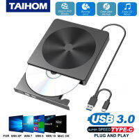 TAIHOM USB 3.0บางภายนอก DVD RW CD เครื่องเขียนไดรฟ์อ่านเครื่องเล่นไดรฟ์ออปติคัลไดรฟ์สำหรับแล็ปท็อปวินโดว์/mac DVD Burner DVD Portatil