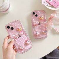 เคสโทรศัพท์สำหรับ iPhone 14 13 12 Pro Max Plus 11 3D Melody น่ารักกล้องสร้อยคอแบบจี้ห้อยป้องกันคลื่นขอบ TPU แบบนิ่ม