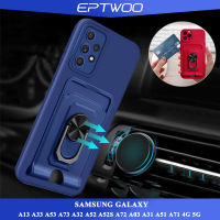 EPTWOO สำหรับ Samsung Galaxy A13 A14 A24 A34 A54 A04 A04S A33 A53 A73 A32 A52 A52S A72 A51 A71 4G 5G กรณีกระเป๋าสตางค์ผู้ถือเลนส์ป้องกันกล้องซิลิโคนปลอกผู้ถือแหวนแม่เหล็กฝาครอบ TYKB-01