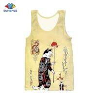 SONSPEE 3D Print Japanese Samurai Cat Tattoo Men 39;s Vest Cool Classic Art Tank Tops Summer Casual Fitness Bodybuilding Singlet