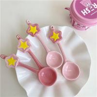 Korea Cute Cartoon Star Ceramic Spoon Dessert Spoon Pink Spoon Soup Spoon for Ice Cream &amp; Tea &amp; Cooffee Tableware Serving Utensils