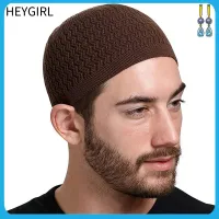 HEYGIRL ผ้าขนสัตว์ขนแกะ หมวกมุสลิม 10สี ฤดูหนาวที่อบอุ่น หมวกถักนิตติ้ง แฟชั่นสำหรับผู้หญิง หมวกกะโหลกศีรษะ ชายหญิง