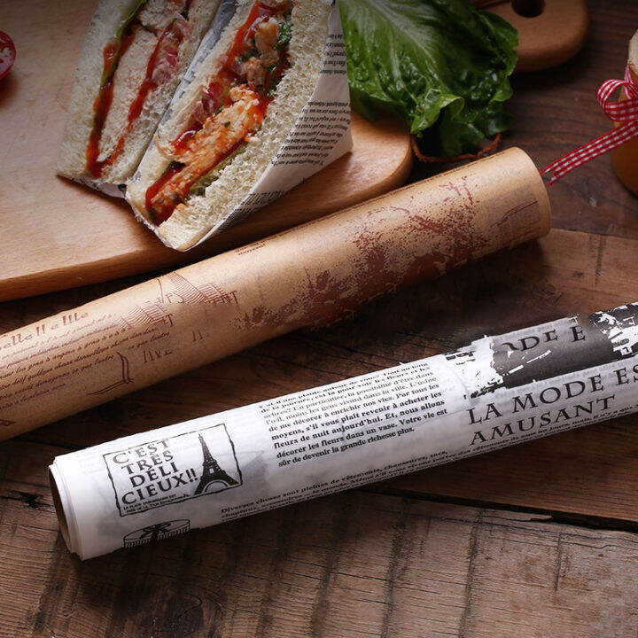 200 pcs Greaseproof Paper Wax Newspaper Sheets Food Wrapping Tissue for