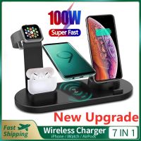 ﹍ 15W all in one Wireless Charger Stand Pad For iPhone 14 13 12 X Apple Watch Fast Charging Dock Station for Airpods Pro iWatch