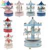 Lahomia round carousel music box with 4 rotatable horses mechanical - ảnh sản phẩm 4