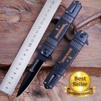 มีดเดินป่า Outdoor folding knife มีระบบดีดใบมีด มีที่ทุบกระจก ยาว 22cm. สินค้าพร้อมส่ง