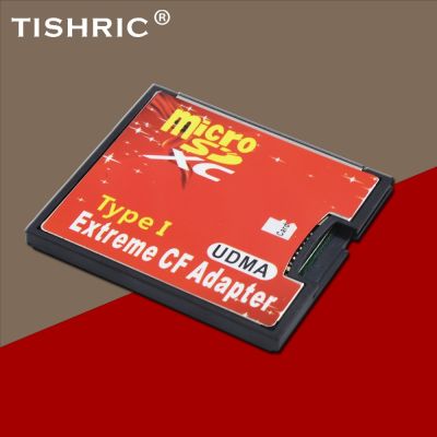 TISHRIC ไมโครการ์ดความจำเป็น CF อะแดปเตอร์ Microsd SDHC SDXC Flash Type I ตัวอ่านการ์ดความจำตัวแปลงการ์ด