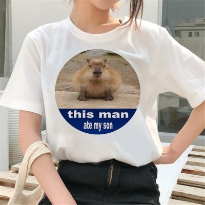 Capybara Cute Animal T-shirt Summer Tops Hop Cartoon Men Graphic T-shirt Fashion Unisex Anime T-shirt Men 100% cotton