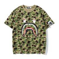 Years☼าะ BAPE เสื้อยืดแขนสั้นลายพรางสำหรับเด็กผู้ชาย,เสื้อยืดแขนสั้นลายพรางงานครบรอบ10th น้ำขึ้นน้ำลงสไตล์จีนและน้ำหมึกทรงหลวมนักเรียน