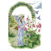 Cross Stitch Embroidery Kits for Adults Kids, Girl Flowers Rabbit Bird 11CT Stamped DIY DMC Needlework Easy Beginners