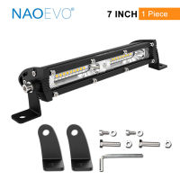 NAOEVO Slim Single Row OffRoad LED Light Bar 12V 24V 7" inch 120W Flood Auto Led Work Lamp Driving Fog For Jeep 4x4 ATV Tractor