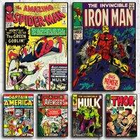 Retro Aesthetic Superhero ภาพอะนิเมะ-Spiderman และ Iron Man - Boy Room Home Decor ภาพวาดผ้าใบ Poster