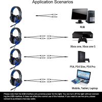 Headphone Gaming แบบมีสายไฟ Led พร้อม PS4ไมโครโฟนสำหรับคอมพิวเตอร์ PS5เบส Xbox สเตอริโอพีซีของขวัญหูฟังเกม