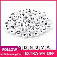 50pcs 7x4mm Letter Beads White Round Charm Alphabet Acrylic Loose Spacer Bead Jewelry Making Diy Bracelet Personalized Accessory