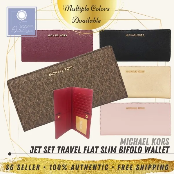 SG SELLER] Michael Kors MK Womens Jet Set Travel Medium Flat Slim Bifold  Leather Wallet (Multi Colors Available) | Lazada Singapore