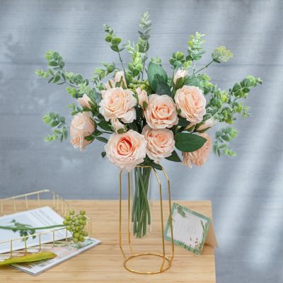 ช่อดอก SENATE70TE8สำหรับงานแต่งงานลายดอกไม้ดอกไม้ปลอมช่อดอกไม้ดอกไม้ประดิษฐ์ยูคาลิปตัสสวยงาม