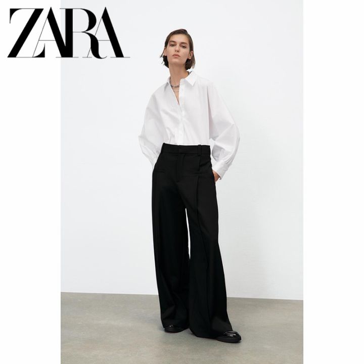 zara-ใหม่-เสื้อเชิ้ตแขนพัฟ-สีขาว-ทรงหลวม-สําหรับผู้หญิง-ta