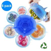 【hot】 6 Pack Silicone Food Savers Stretch Lids Reusable Expandable Bowl Cover Airtight Wrap Fresh-Keepin Storage Covers 1